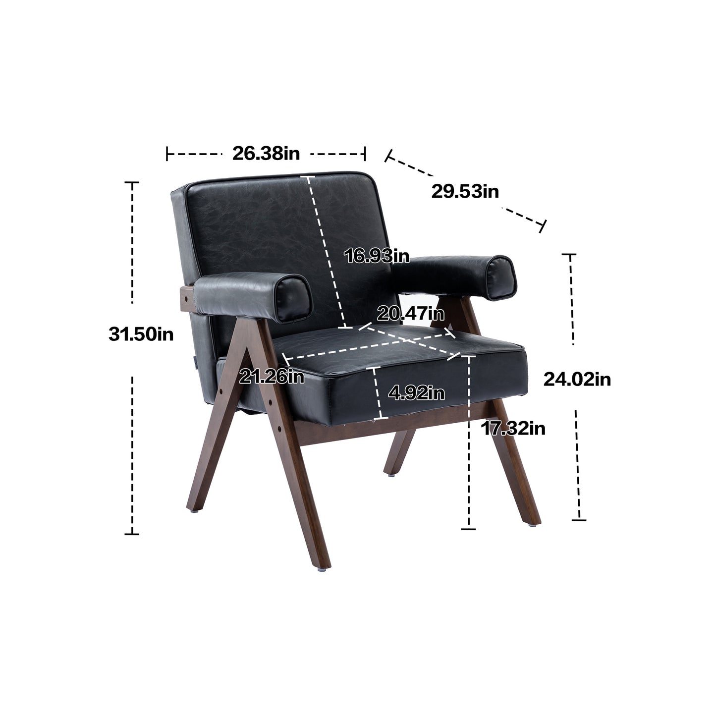MOONMISS Wood Frame Armchair, Modern Accent Chair with Brown Feet Lounge Chair for Living Room, Bedroom