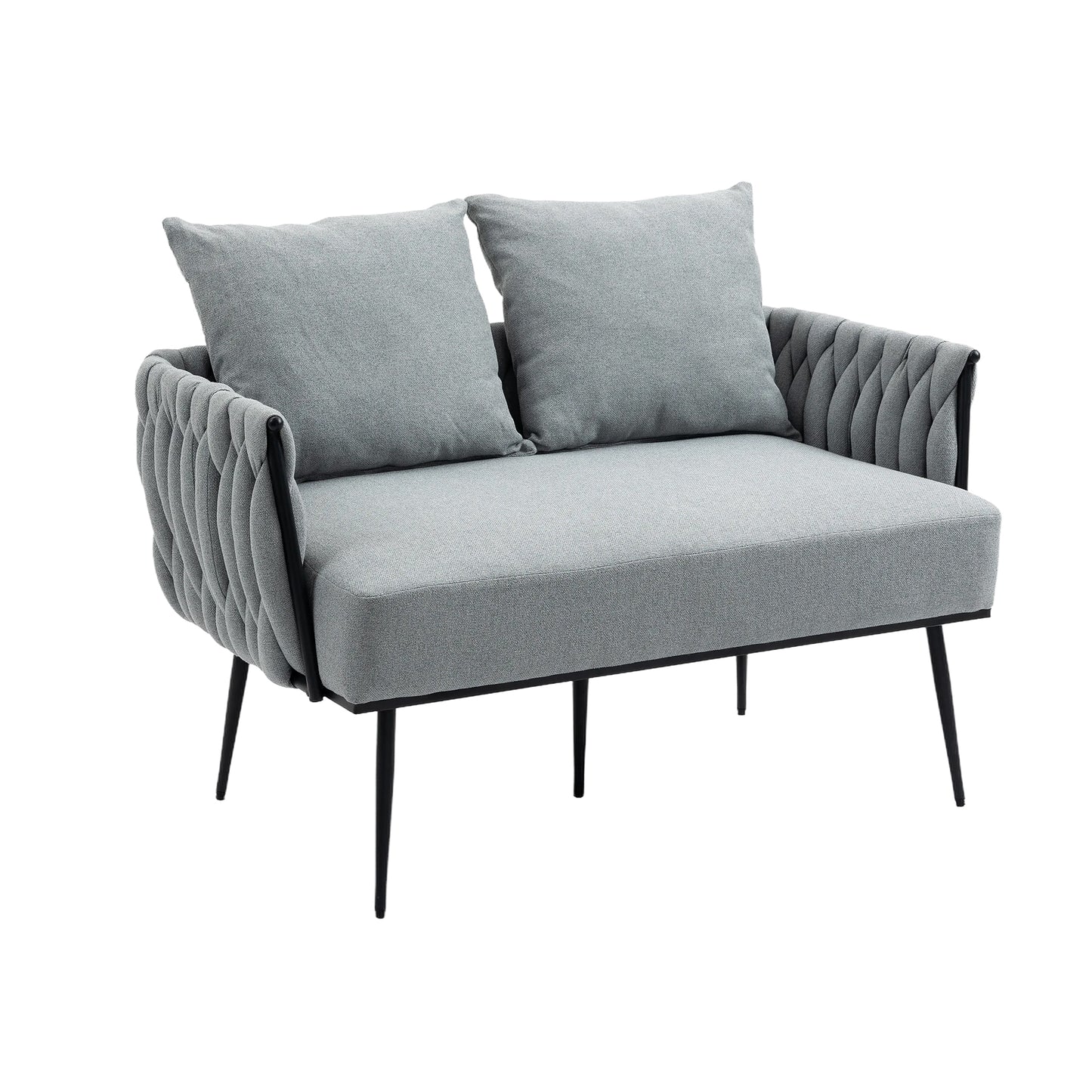 MOONMISS Linen Accent Sofa Modern Upholstered Arm sofa Tufted Sofa with Metal Frame, Single Leisure sofa for Living Room, Bedroom