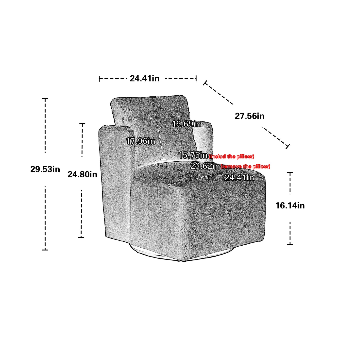MOONMISS Swivel Barrel Chair, Comfy Round Accent Sofa Chair for Living Room, 360 Degree Swivel Barrel Club Chair, Leisure Arm Chair for Nursery, Hotel, Bedroom, Office, Lounge