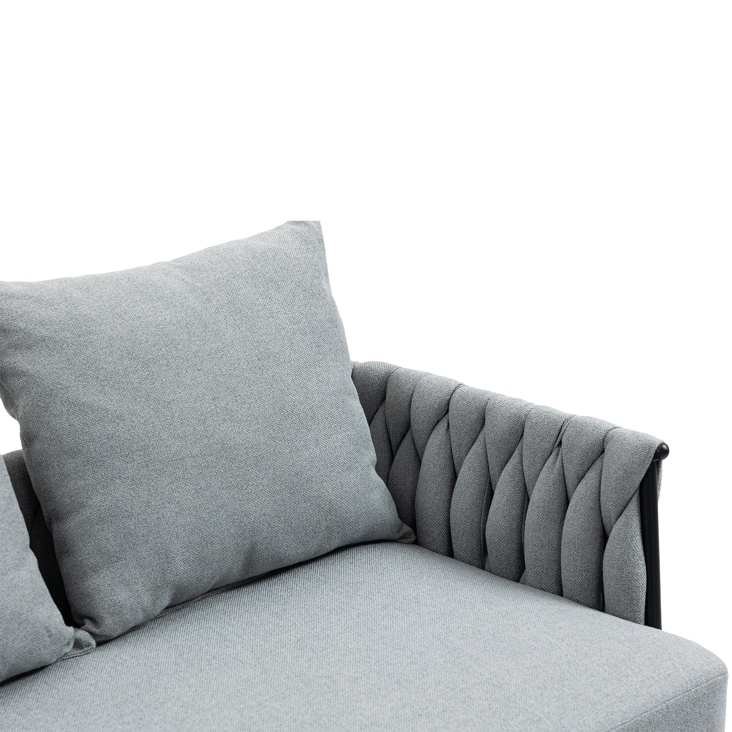 MOONMISS Linen Accent Sofa Modern Upholstered Arm sofa Tufted Sofa with Metal Frame, Single Leisure sofa for Living Room, Bedroom