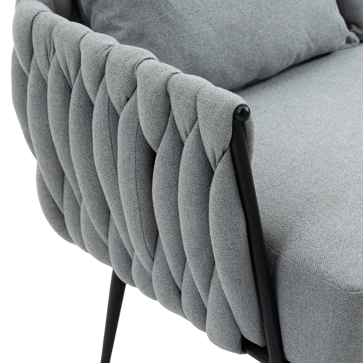 MOONMISS Linen Accent Sofa Modern Upholstered Arm sofa Tufted Sofa with Metal Frame, Single Leisure sofa for Living Room, Bedroom