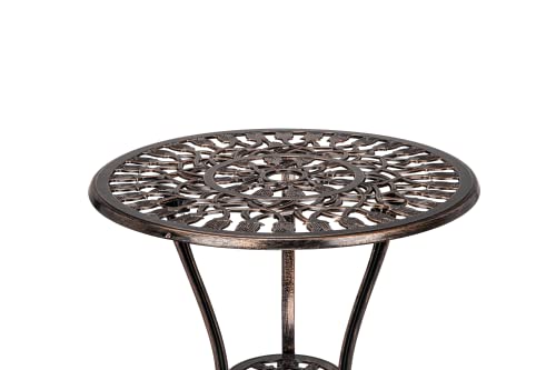 MOONMISS 3 Piece Outdoor Bistro Table Set, Cast Aluminum Bistro Table Set with Umbrella Hole, Bistro Table and Chairs for Backyard, Balcony