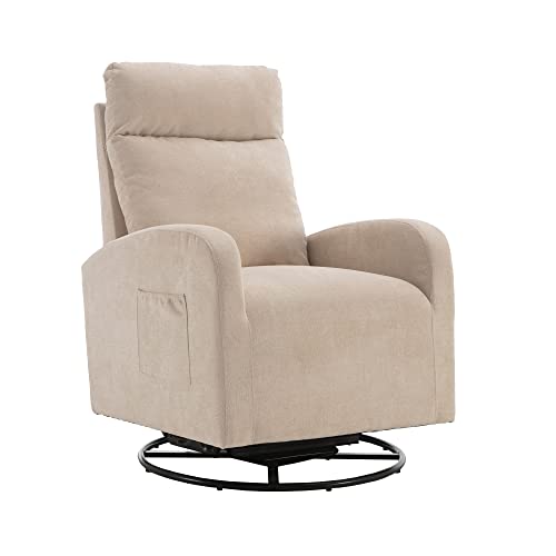 MOONMISS Swivel Glider Rocker Chair, Rocking Chair Nursery with Pocket, Comfy Chair with High Back, Deep Seat for Living Room, Bedroom