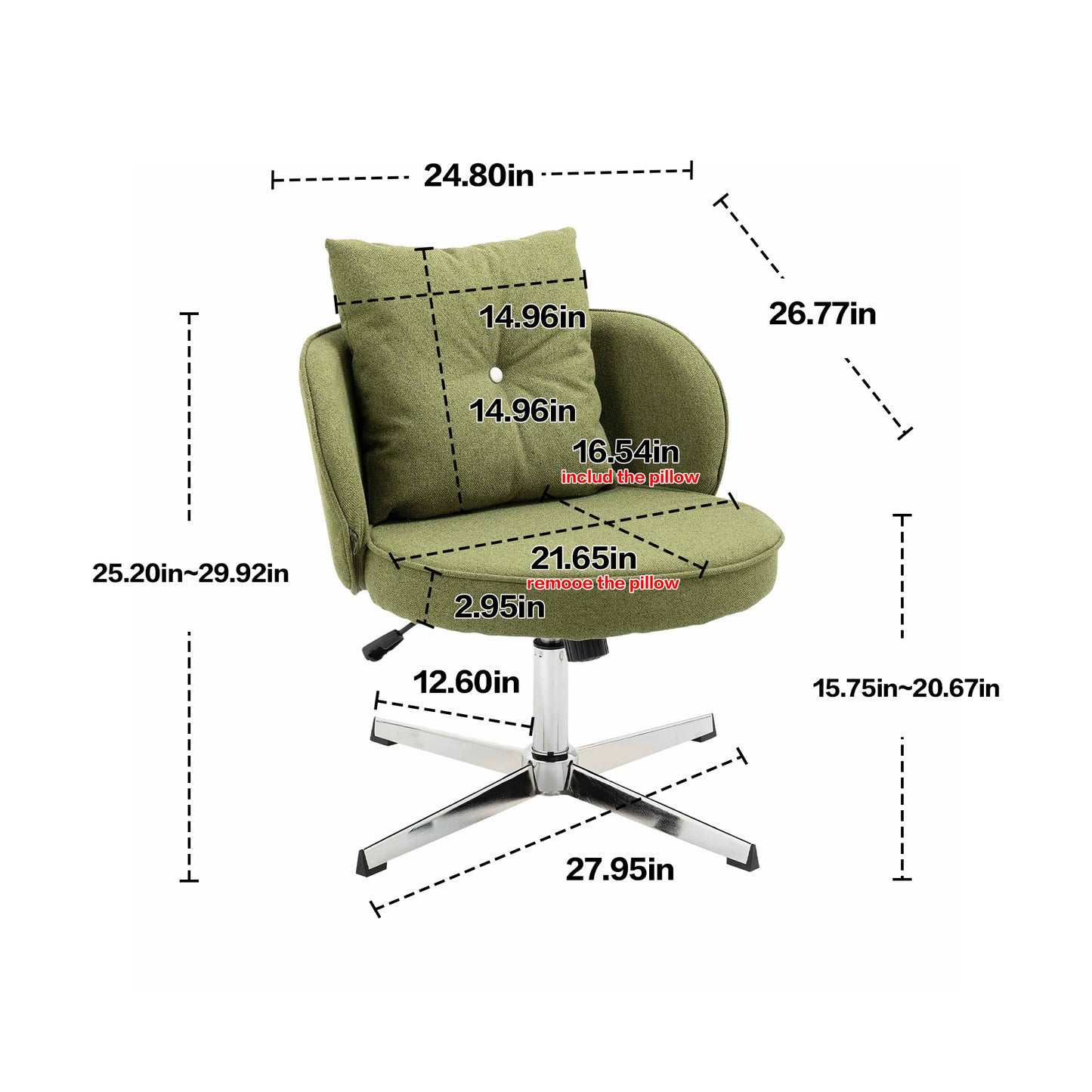 MOONMISS Home Office Desk Chair, Modern Adjustable Home Computer Executive Chair Swivel Task Chair for Small Space, Living Room, Make-up, Studying