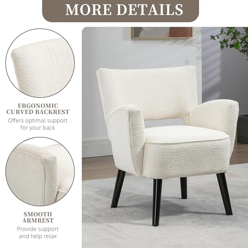 MOONMISS Modern Accent Chair - Cozy Chair with Upholstered Seat, Mid-Century Comfy Accent Chair with Armrests for Living Room, Bedroom