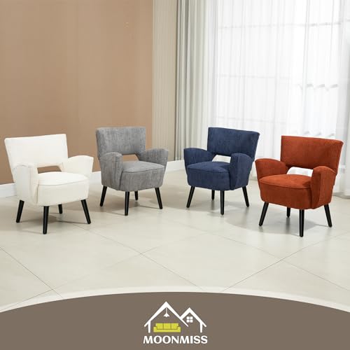 MOONMISS Modern Accent Chair - Cozy Chair with Upholstered Seat, Mid-Century Comfy Accent Chair with Armrests for Living Room, Bedroom