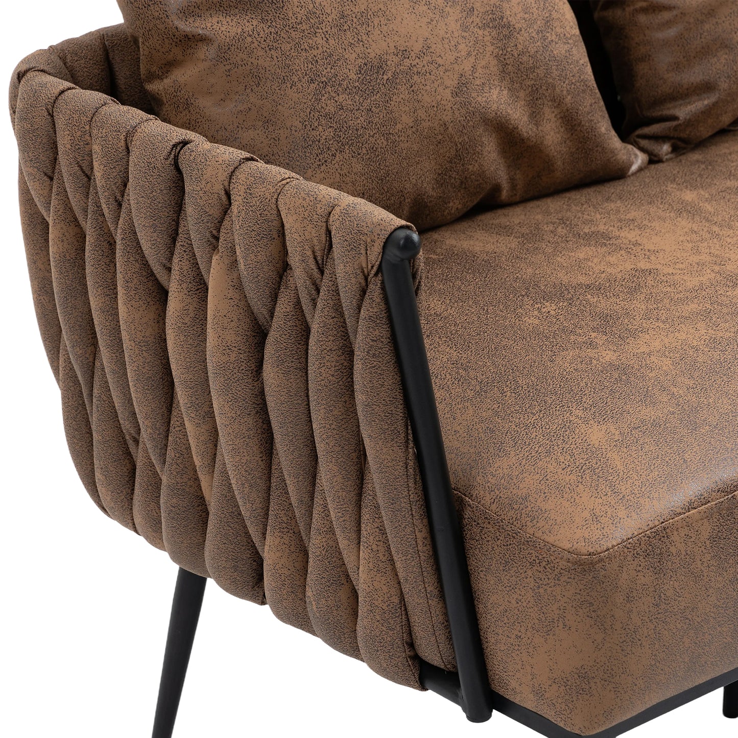 MOONMISS Linen Accent Sofa Modern Upholstered Arm sofa Tufted Sofa with Metal Frame, Single Leisure sofa for Living Room, Bedroom