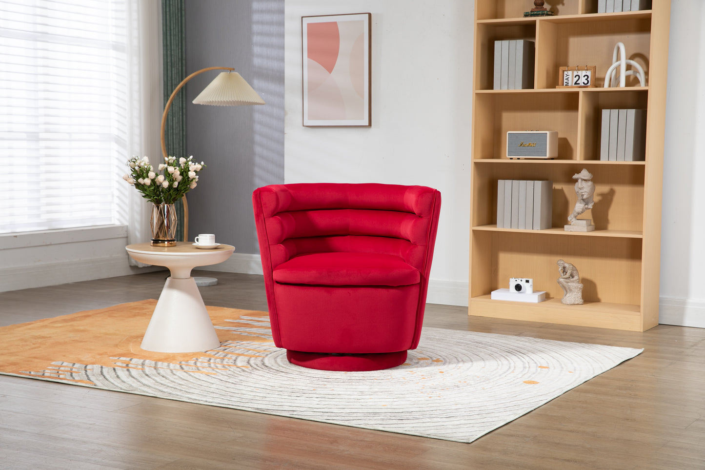 MOONMISS 360 Degree Swivel Barrel Chair, Comfy Round Accent Chair with storage for Living Room, 360 Degree Swivel Barrel Club Chair, Leisure Arm Chair for Nursery, Hotel, Bedroom, Office