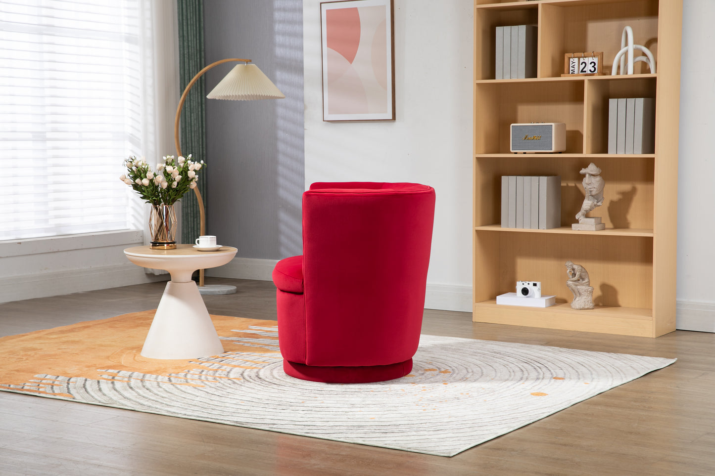 MOONMISS 360 Degree Swivel Barrel Chair, Comfy Round Accent Chair with storage for Living Room, 360 Degree Swivel Barrel Club Chair, Leisure Arm Chair for Nursery, Hotel, Bedroom, Office