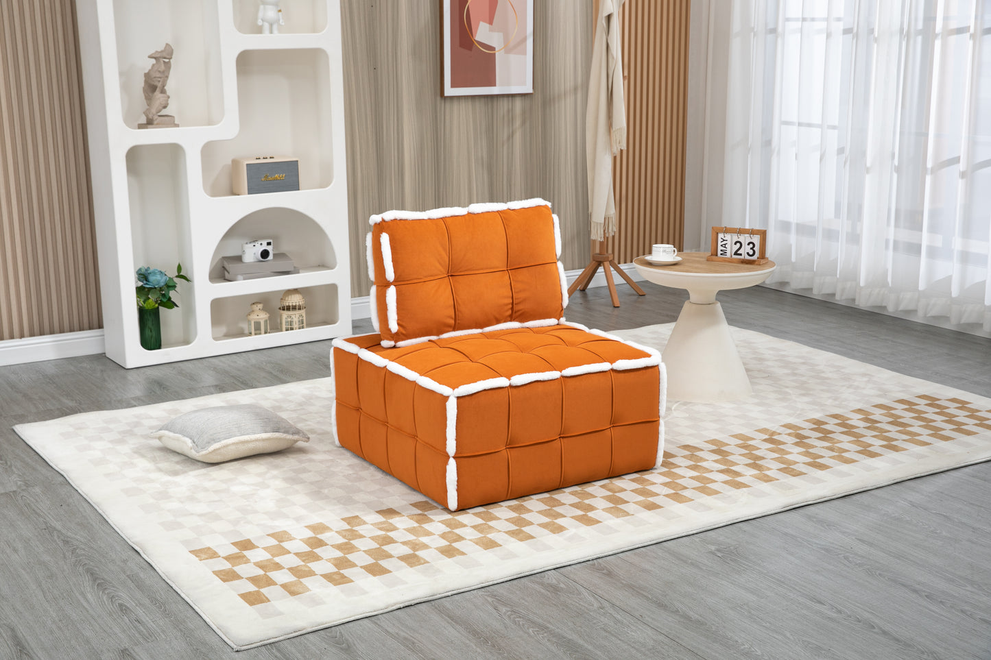 MOONMISS Upholstered Armless Accent Single Lazy Sofa Lounge Arm Chair,Comfy Oversized Leisure Barrel Chairs for Living Room/Office/Meeting-room/Apartment/Bedroom