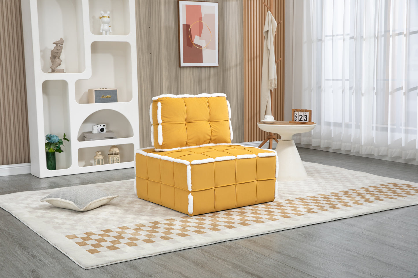 MOONMISS Upholstered Armless Accent Single Lazy Sofa Lounge Arm Chair,Comfy Oversized Leisure Barrel Chairs for Living Room/Office/Meeting-room/Apartment/Bedroom