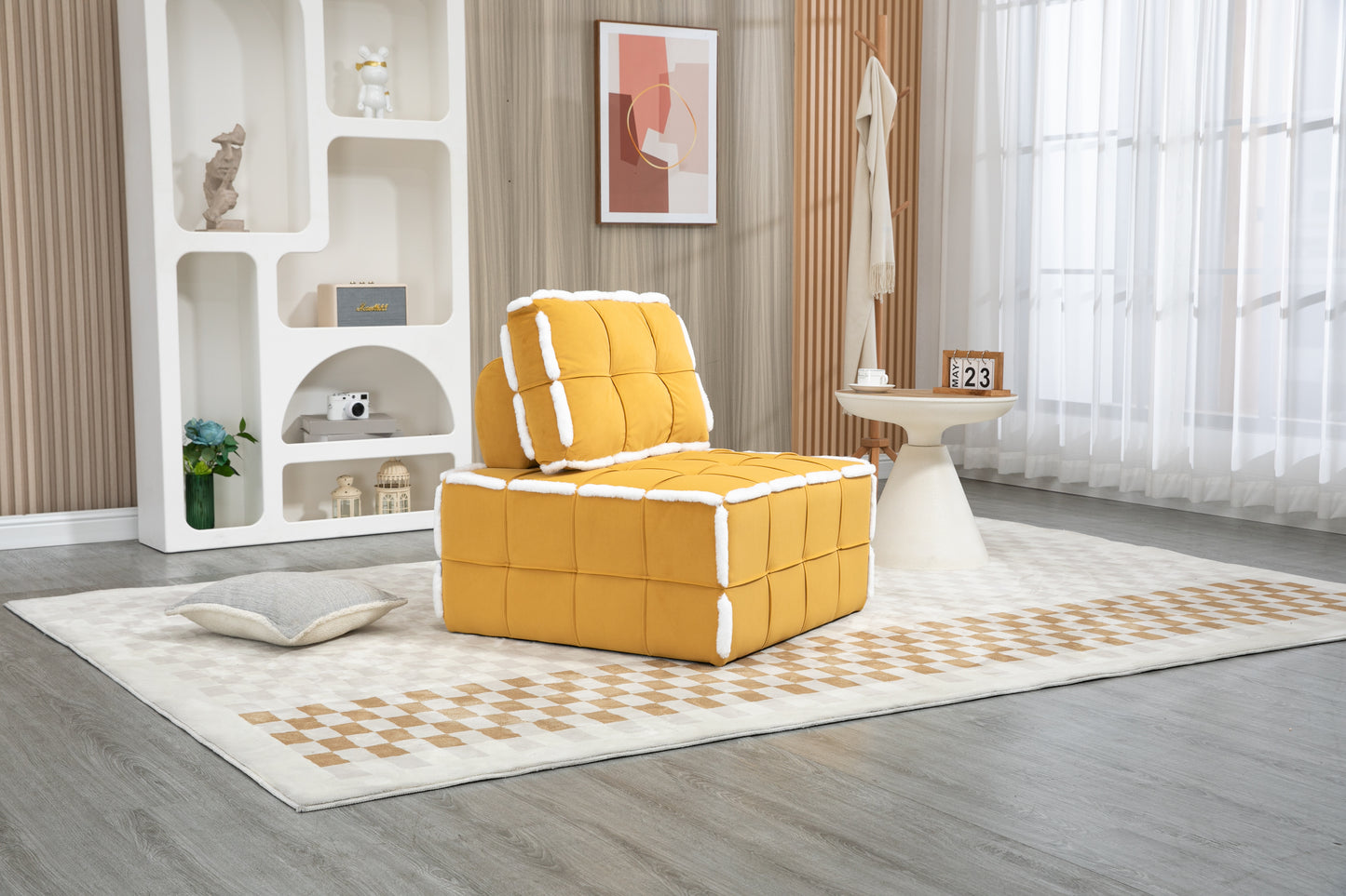 MOONMISS Upholstered Armless Accent Single Lazy Sofa Lounge Arm Chair,Comfy Oversized Leisure Barrel Chairs for Living Room/Office/Meeting-room/Apartment/Bedroom