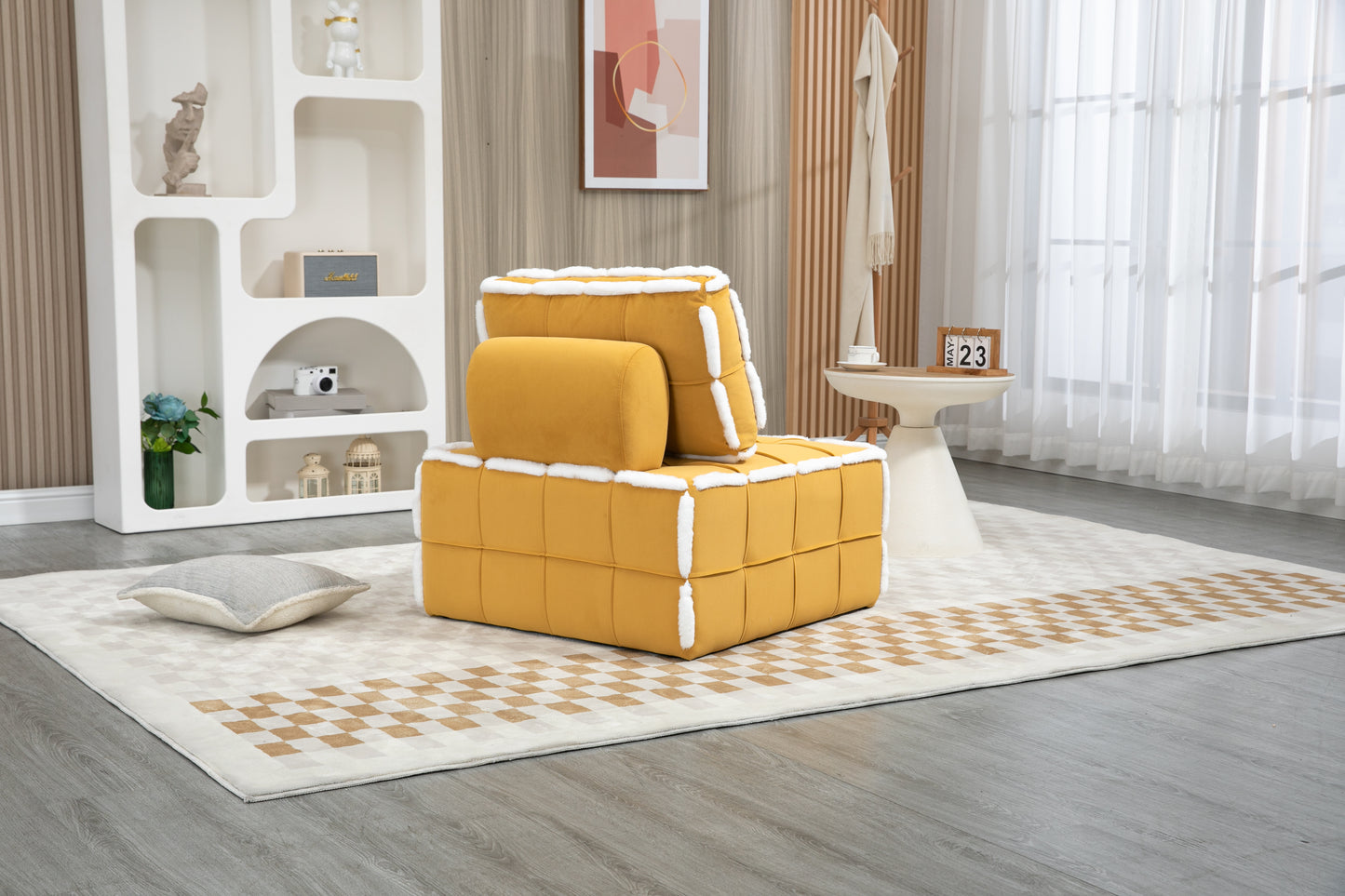 MOONMISS Upholstered Armless Accent Single Lazy Sofa Lounge Arm Chair,Comfy Oversized Leisure Barrel Chairs for Living Room/Office/Meeting-room/Apartment/Bedroom