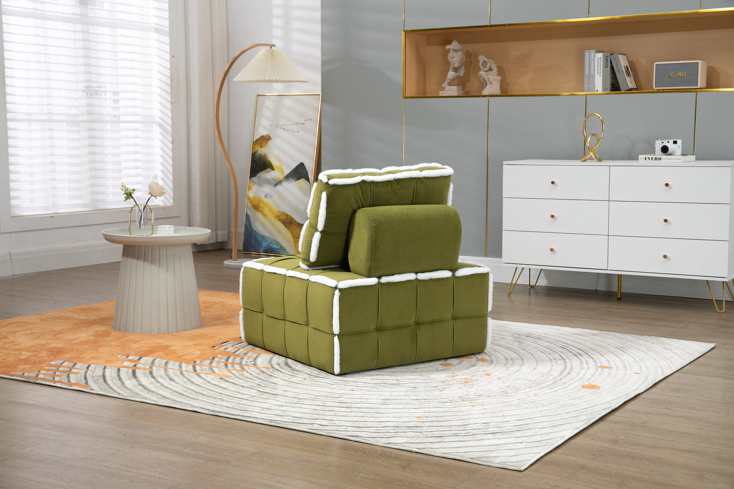 MOONMISS Upholstered Deep Seat Armless Accent Single Lazy Sofa Lounge Arm Chair,Comfy Oversized Leisure Barrel Chairs for Living Room/Office/Meeting-room/Apartment/Bedroom Furniture Set