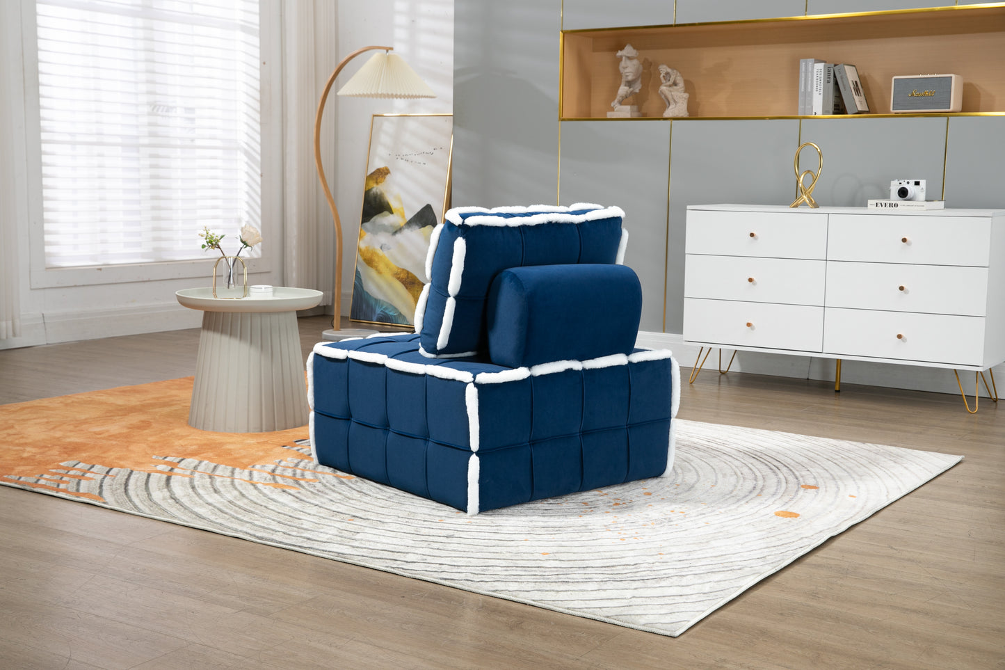 MOONMISS Upholstered Deep Seat Armless Accent Single Lazy Sofa Lounge Arm Chair,Comfy Oversized Leisure Barrel Chairs for Living Room/Office/Meeting-room/Apartment/Bedroom Furniture Set