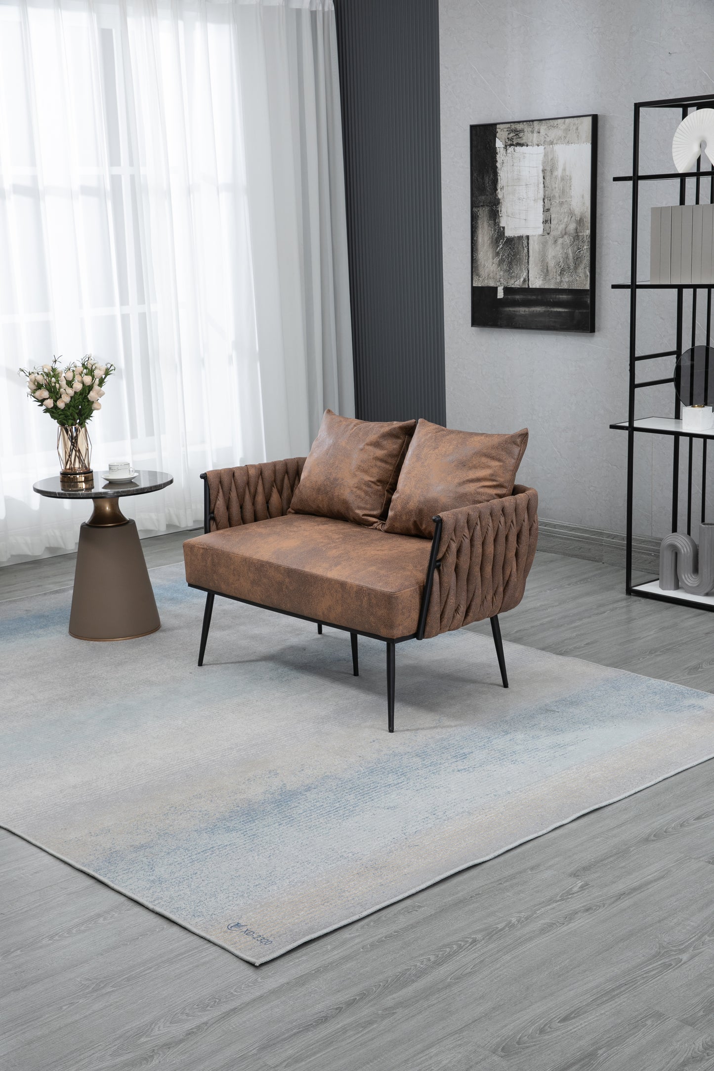 MOONMISS Linen Accent Sofa Modern Upholstered Arm sofa Tufted Sofa with Metal Frame, Single Leisure sofa for Living Room, Bedroom