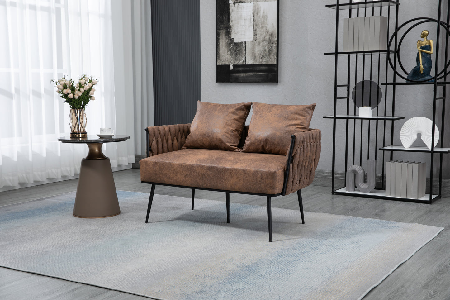 MOONMISS Linen Accent Sofa Modern Upholstered Arm sofa Tufted Sofa with Metal Frame, Single Leisure sofa for Living Room, Bedroom