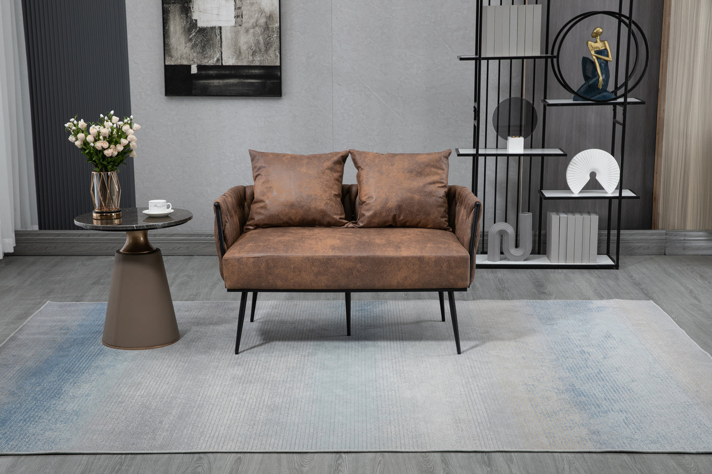 MOONMISS Linen Accent Sofa Modern Upholstered Arm sofa Tufted Sofa with Metal Frame, Single Leisure sofa for Living Room, Bedroom