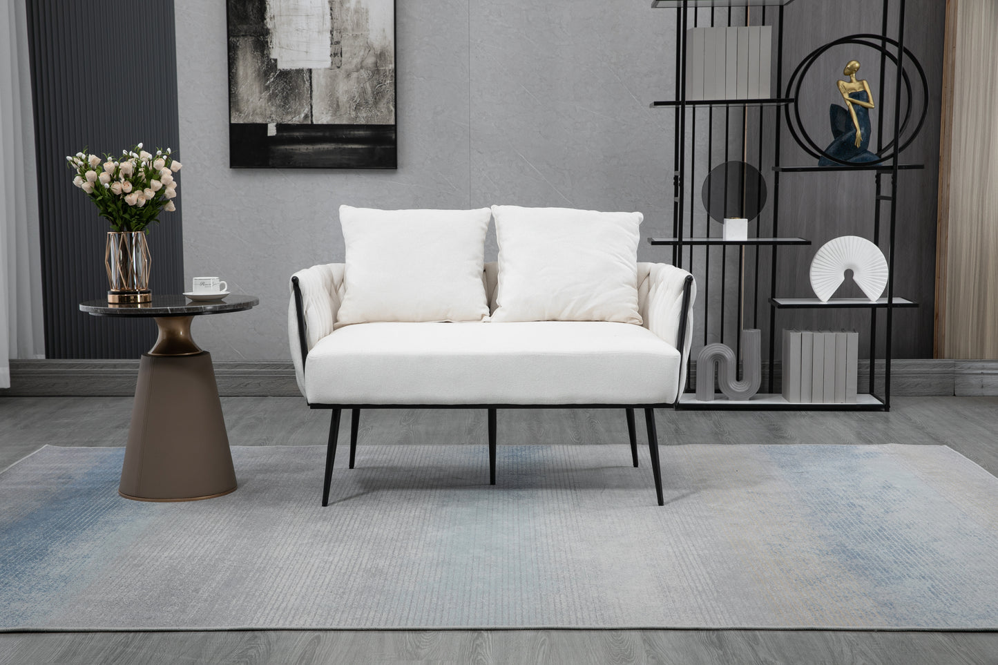 MOONMISS Linen Accent Sofa Modern Upholstered Arm sofa Tufted Sofa with Metal Frame, Single Leisure sofa for Living Room, Bedroom
