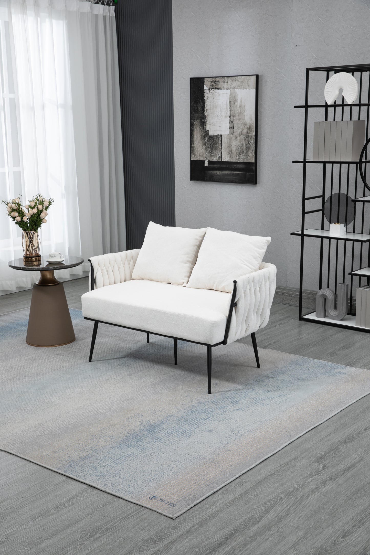 MOONMISS Linen Accent Sofa Modern Upholstered Arm sofa Tufted Sofa with Metal Frame, Single Leisure sofa for Living Room, Bedroom