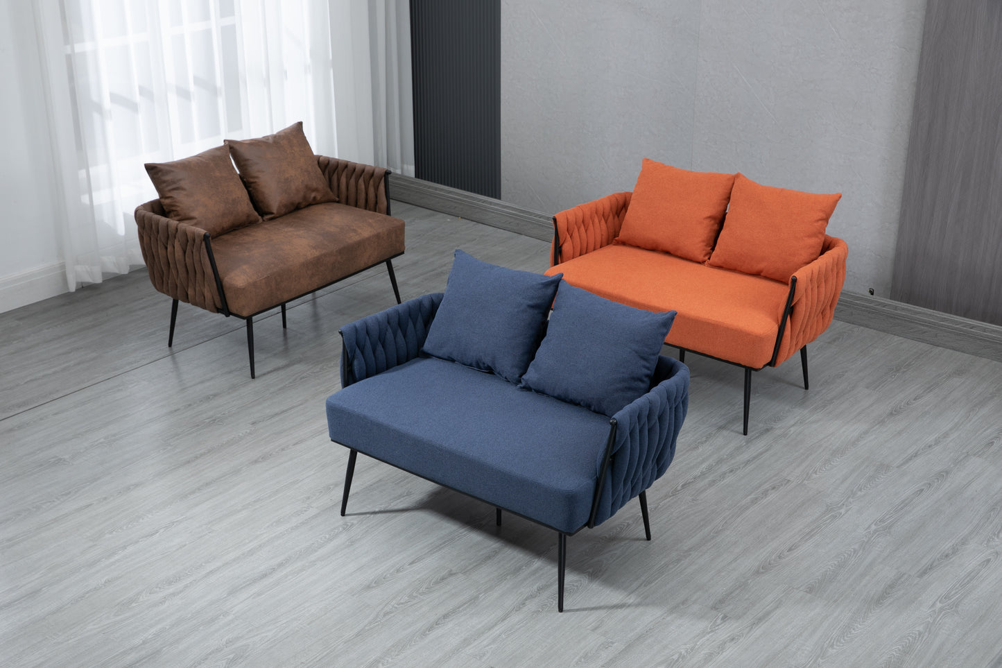 MOONMISS Linen Accent Sofa Modern Upholstered Arm sofa Tufted Sofa with Metal Frame, Single Leisure sofa for Living Room, Bedroom
