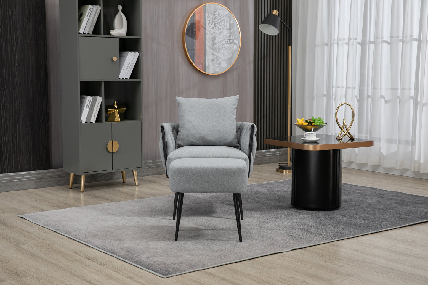 MOONMISS Accent Chair Modern Upholstered Armchair Tufted Chair with Metal Frame, Single Leisure Chairs for Living Room, Bedroom