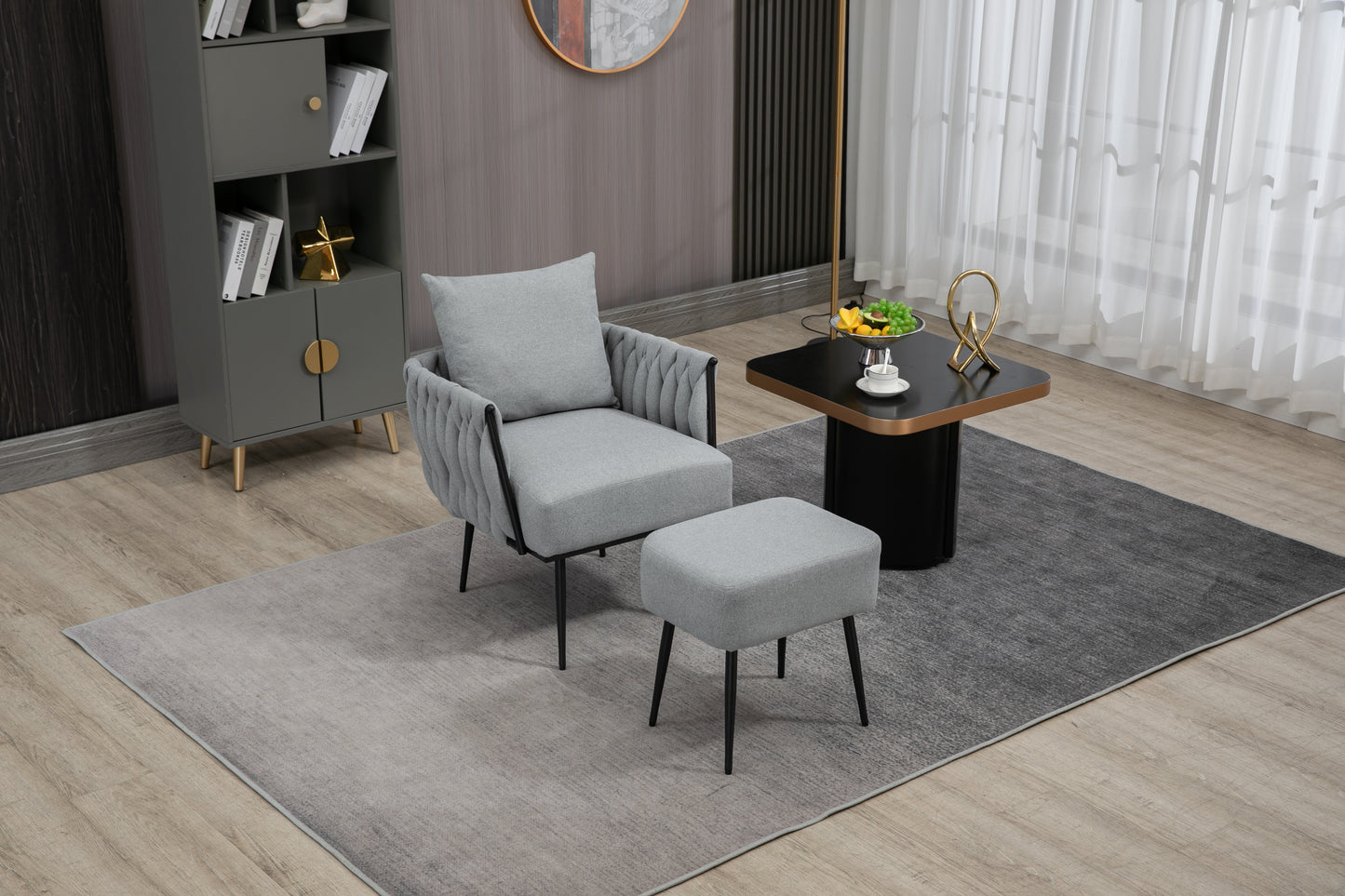 MOONMISS Accent Chair Modern Upholstered Armchair Tufted Chair with Metal Frame, Single Leisure Chairs for Living Room, Bedroom