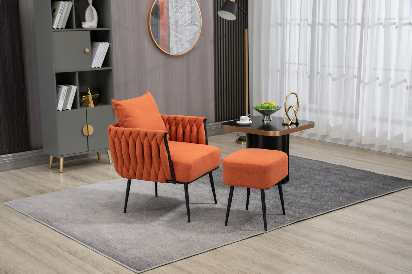 MOONMISS Accent Chair Modern Upholstered Armchair Tufted Chair with Metal Frame, Single Leisure Chairs for Living Room, Bedroom