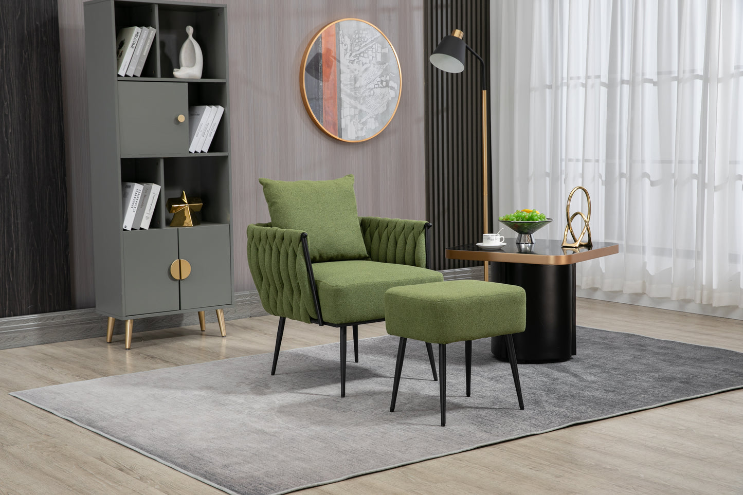 MOONMISS Accent Chair Modern Upholstered Armchair Tufted Chair with Metal Frame, Single Leisure Chairs for Living Room, Bedroom