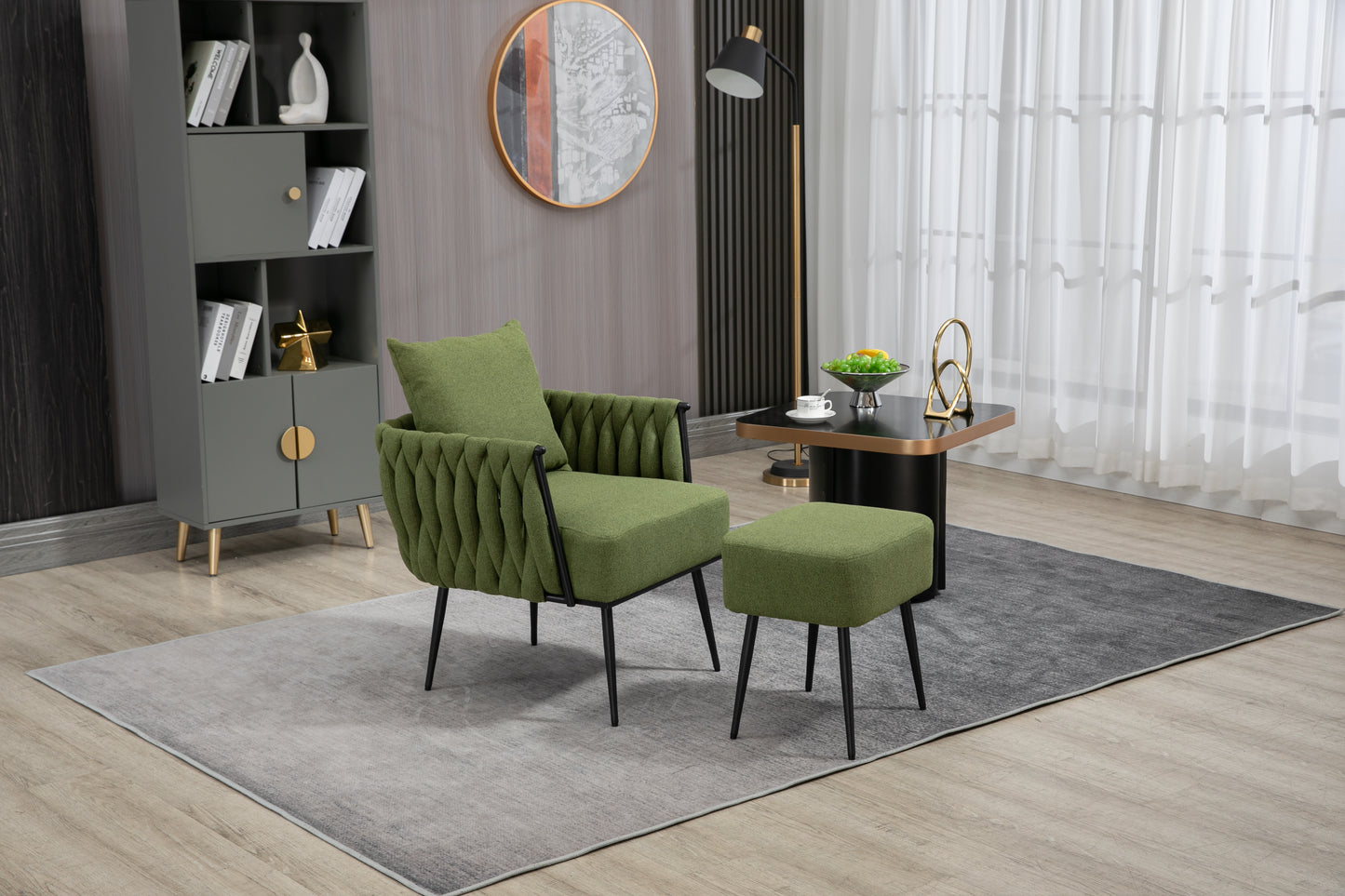MOONMISS Accent Chair Modern Upholstered Armchair Tufted Chair with Metal Frame, Single Leisure Chairs for Living Room, Bedroom
