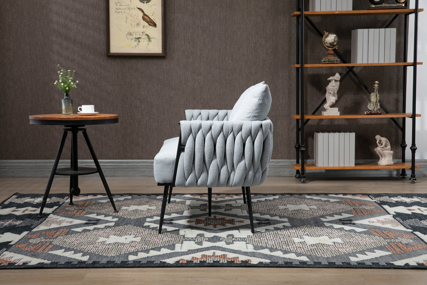 MOONMISS Linen Accent Sofa Modern Upholstered Arm sofa Tufted Sofa with Metal Frame, Single Leisure sofa for Living Room, Bedroom