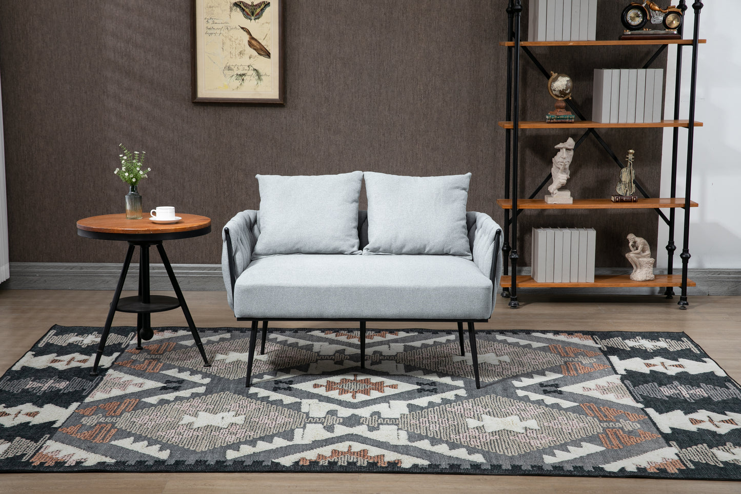 MOONMISS Linen Accent Sofa Modern Upholstered Arm sofa Tufted Sofa with Metal Frame, Single Leisure sofa for Living Room, Bedroom