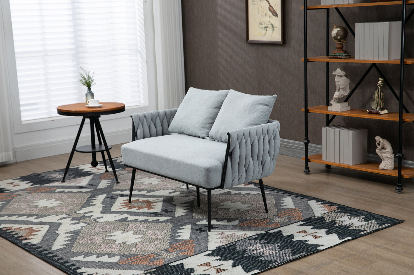 MOONMISS Linen Accent Sofa Modern Upholstered Arm sofa Tufted Sofa with Metal Frame, Single Leisure sofa for Living Room, Bedroom