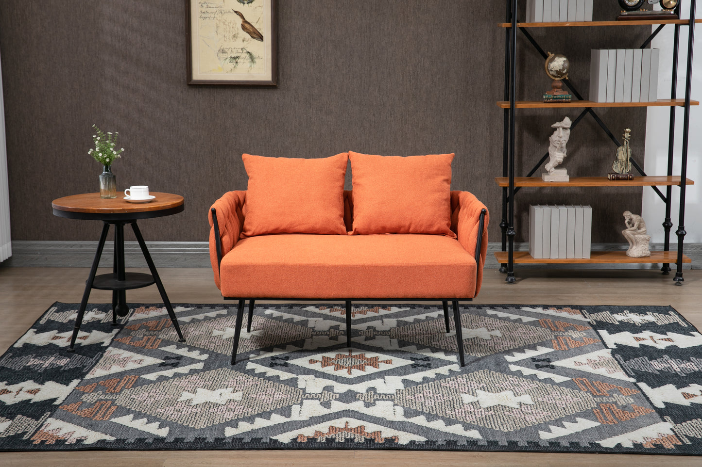 MOONMISS Linen Accent Sofa Modern Upholstered Arm sofa Tufted Sofa with Metal Frame, Single Leisure sofa for Living Room, Bedroom