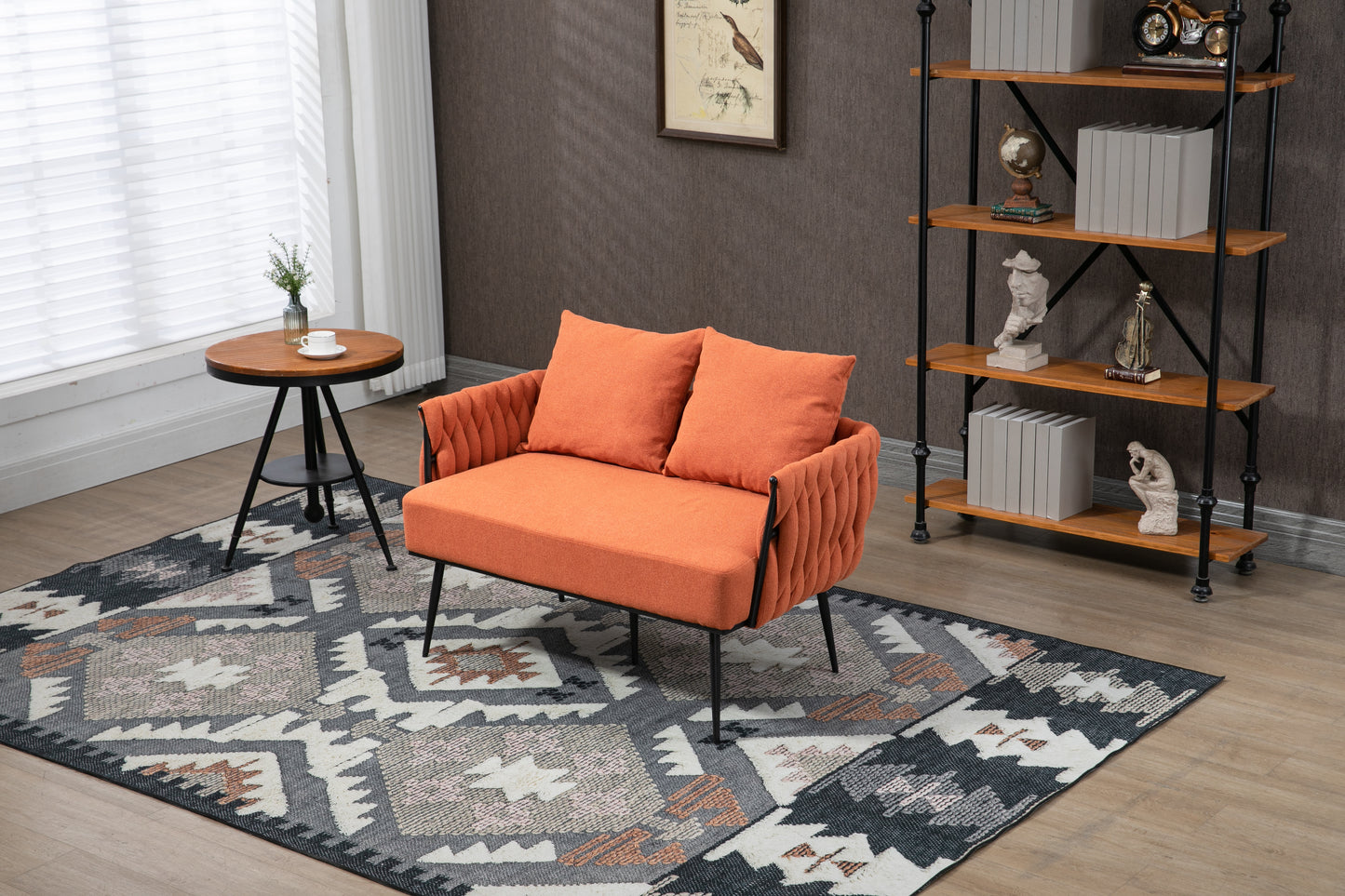 MOONMISS Linen Accent Sofa Modern Upholstered Arm sofa Tufted Sofa with Metal Frame, Single Leisure sofa for Living Room, Bedroom