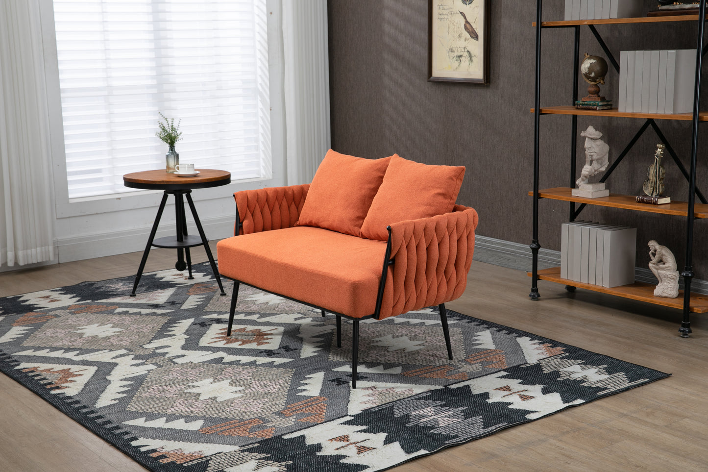 MOONMISS Linen Accent Sofa Modern Upholstered Arm sofa Tufted Sofa with Metal Frame, Single Leisure sofa for Living Room, Bedroom