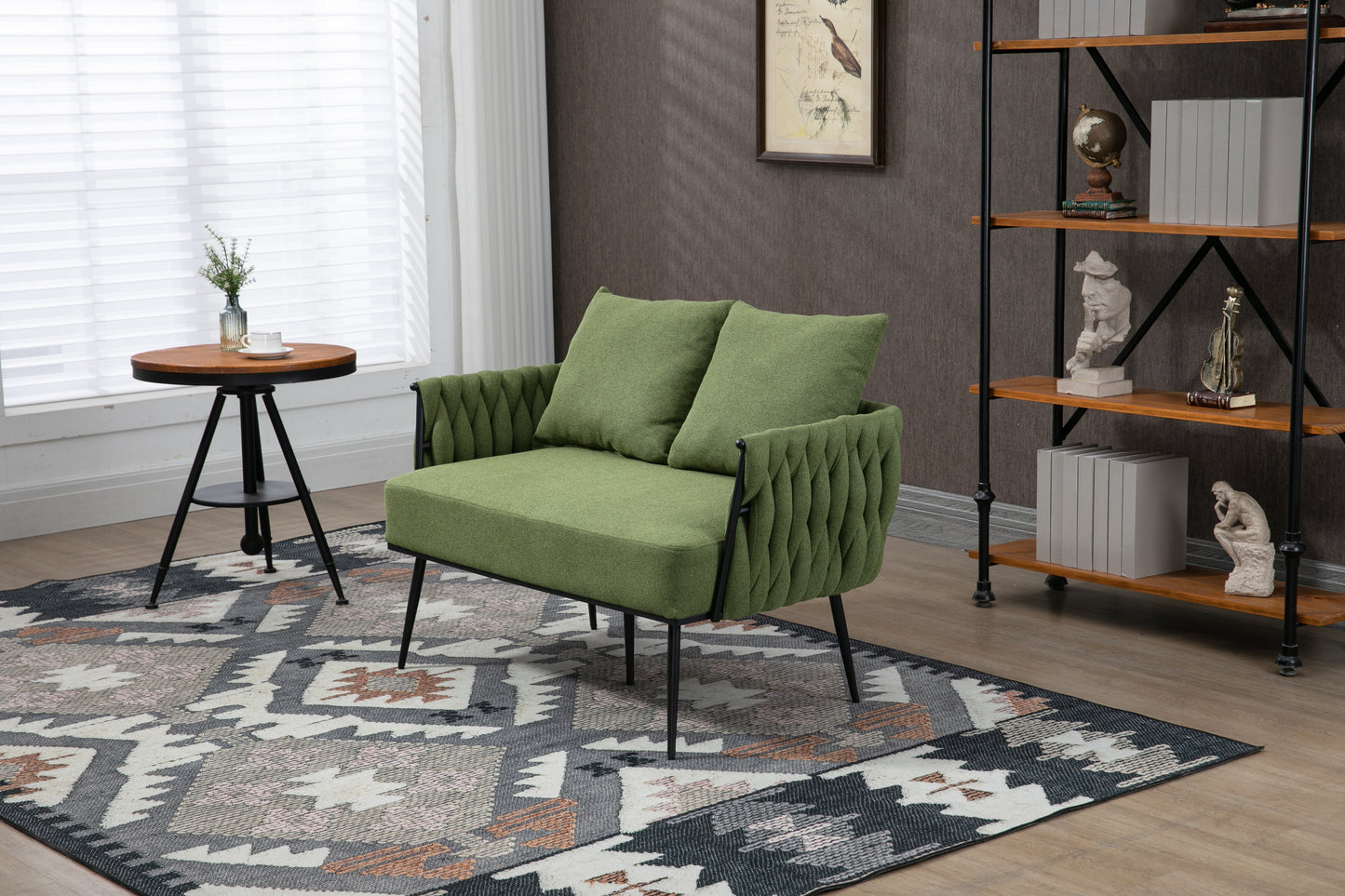 MOONMISS Linen Accent Sofa Modern Upholstered Arm sofa Tufted Sofa with Metal Frame, Single Leisure sofa for Living Room, Bedroom