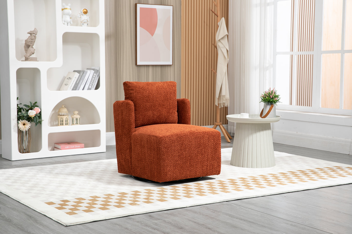 MOONMISS Swivel Barrel Chair, Comfy Round Accent Sofa Chair for Living Room, 360 Degree Swivel Barrel Club Chair, Leisure Arm Chair for Nursery, Hotel, Bedroom, Office, Lounge
