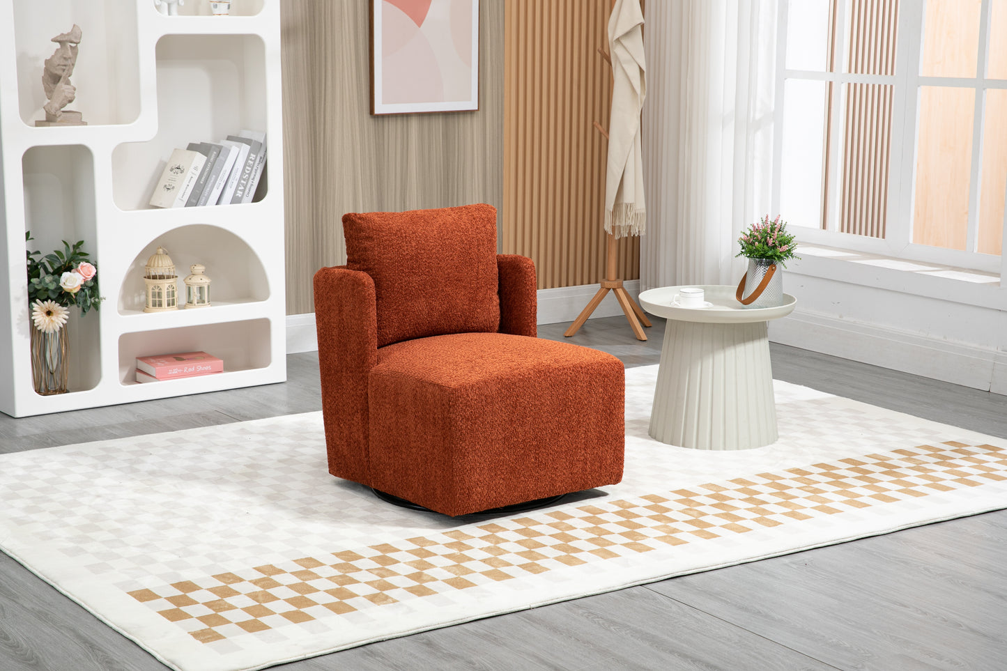 MOONMISS Swivel Barrel Chair, Comfy Round Accent Sofa Chair for Living Room, 360 Degree Swivel Barrel Club Chair, Leisure Arm Chair for Nursery, Hotel, Bedroom, Office, Lounge
