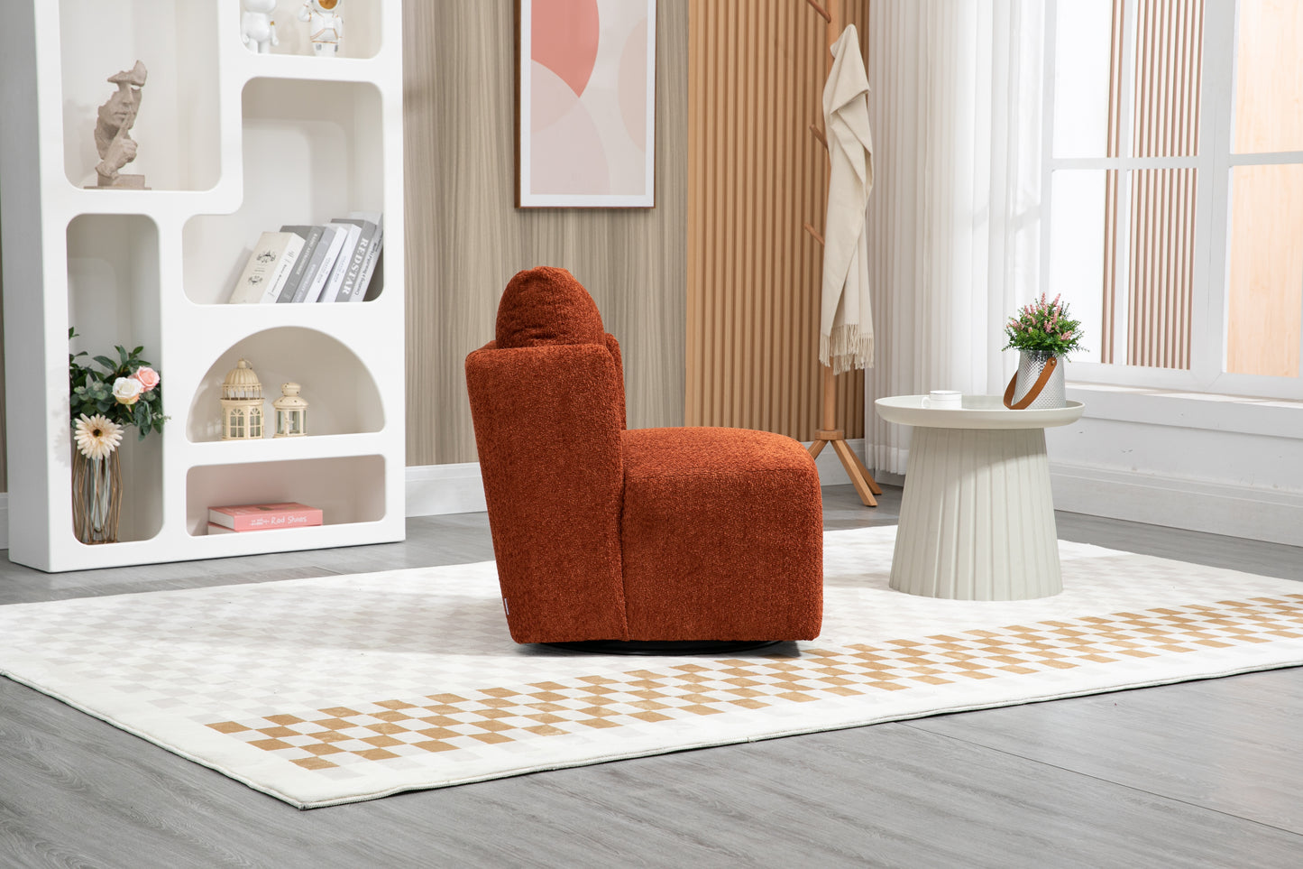 MOONMISS Swivel Barrel Chair, Comfy Round Accent Sofa Chair for Living Room, 360 Degree Swivel Barrel Club Chair, Leisure Arm Chair for Nursery, Hotel, Bedroom, Office, Lounge