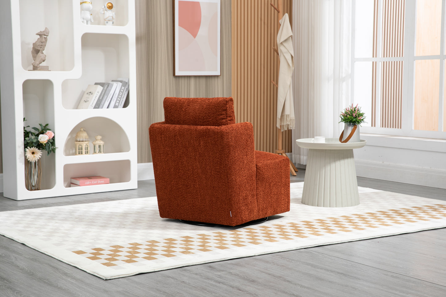 MOONMISS Swivel Barrel Chair, Comfy Round Accent Sofa Chair for Living Room, 360 Degree Swivel Barrel Club Chair, Leisure Arm Chair for Nursery, Hotel, Bedroom, Office, Lounge