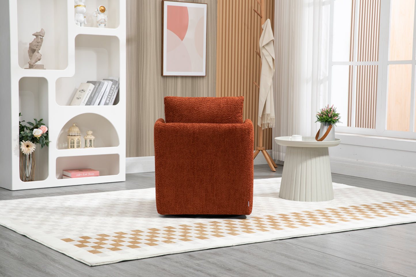 MOONMISS Swivel Barrel Chair, Comfy Round Accent Sofa Chair for Living Room, 360 Degree Swivel Barrel Club Chair, Leisure Arm Chair for Nursery, Hotel, Bedroom, Office, Lounge