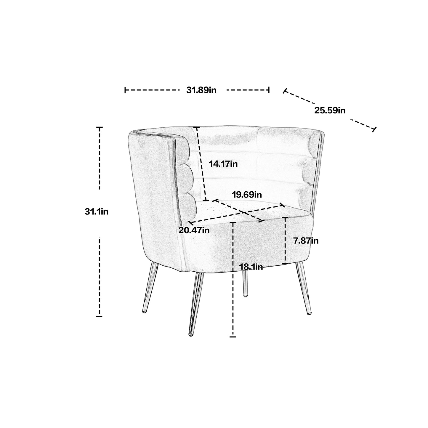 MOONMISS Accent Chair , Leisure Single Chair with Golden Feet, Suitable for Living Room, Bedroom, Dressing-room