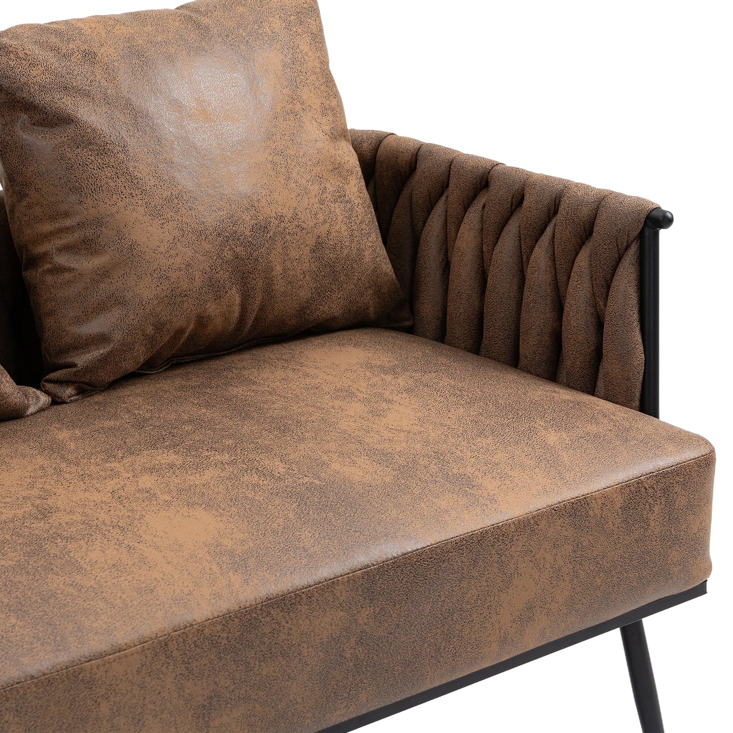 MOONMISS Linen Accent Sofa Modern Upholstered Arm sofa Tufted Sofa with Metal Frame, Single Leisure sofa for Living Room, Bedroom