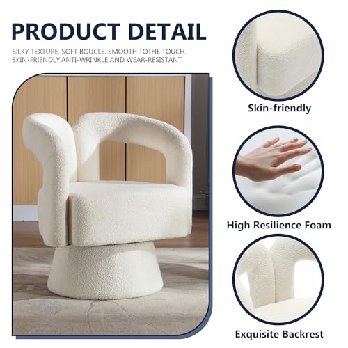 MOONMISS Modern Swivel Accent Chair - Velvet Accent Chair with Round Chair, Mid-Century Chair for Living Room, Bedroom, Office, Waiting Rooms