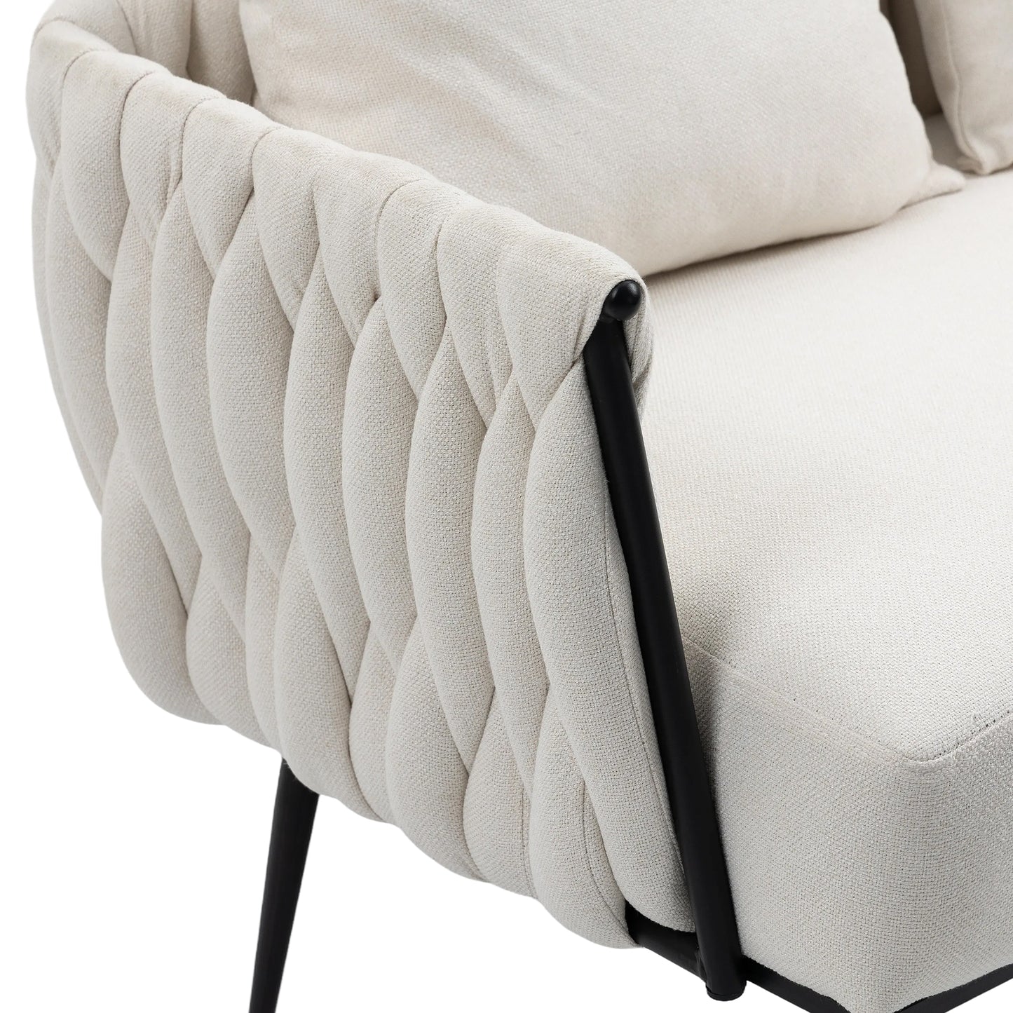 MOONMISS Linen Accent Sofa Modern Upholstered Arm sofa Tufted Sofa with Metal Frame, Single Leisure sofa for Living Room, Bedroom