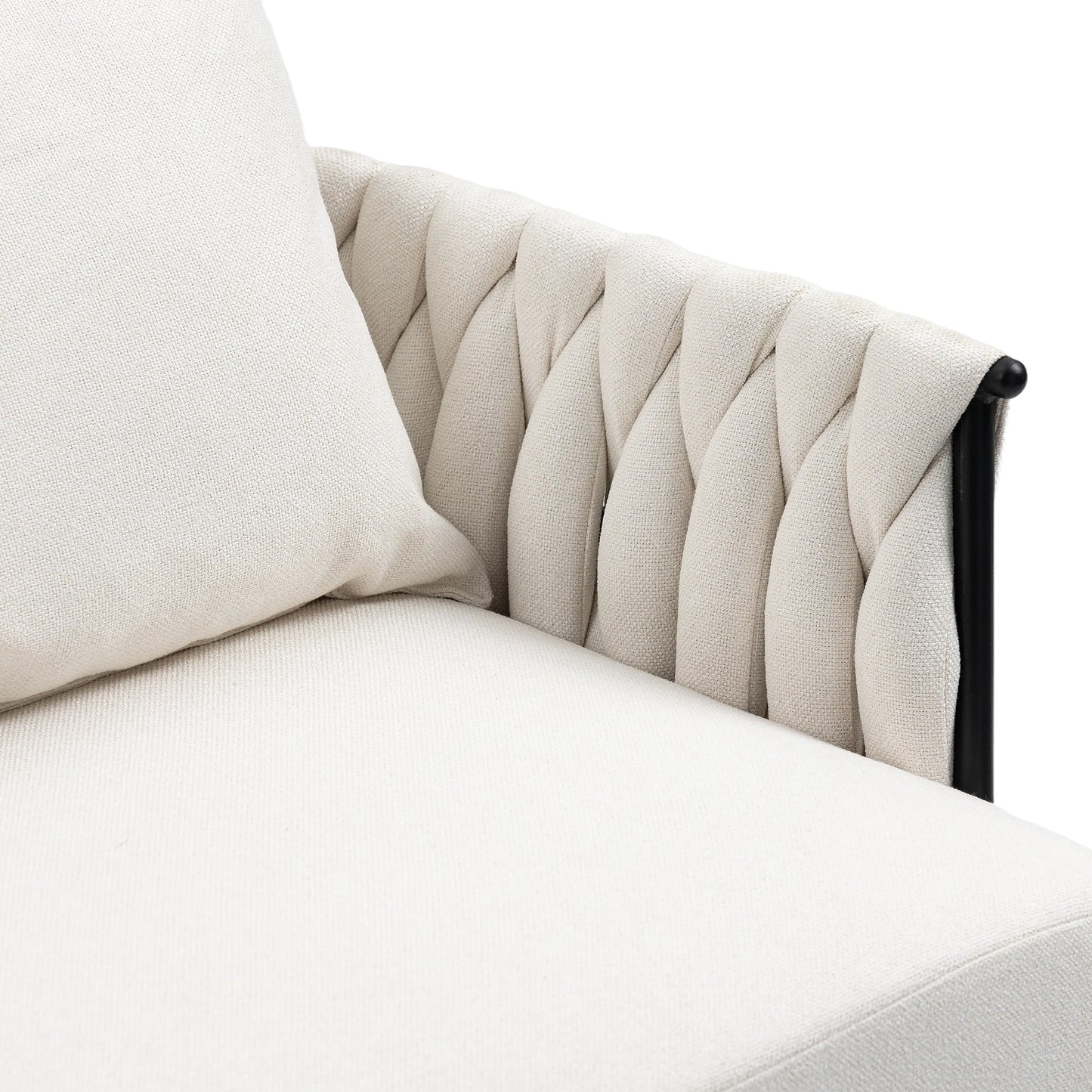 MOONMISS Linen Accent Sofa Modern Upholstered Arm sofa Tufted Sofa with Metal Frame, Single Leisure sofa for Living Room, Bedroom