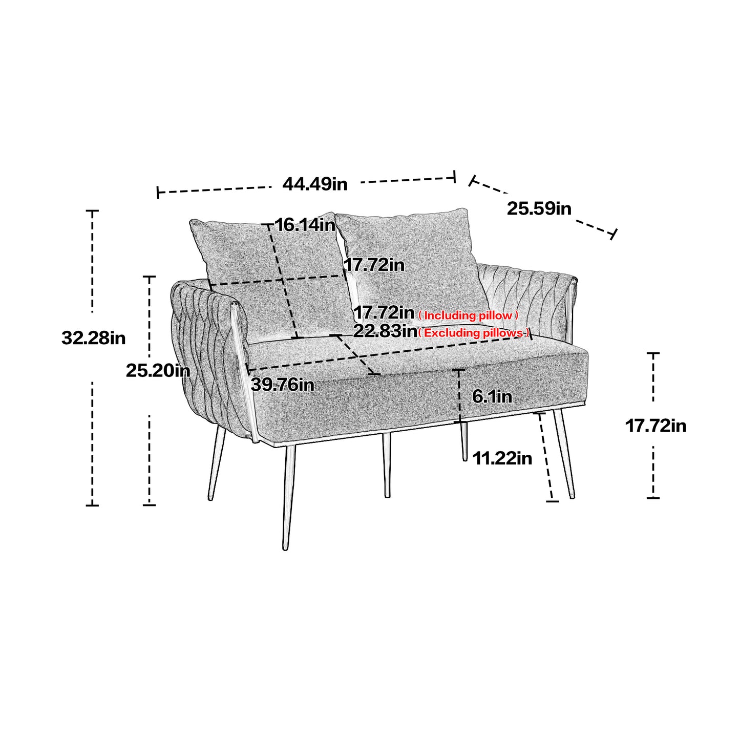 MOONMISS Linen Accent Sofa Modern Upholstered Arm sofa Tufted Sofa with Metal Frame, Single Leisure sofa for Living Room, Bedroom