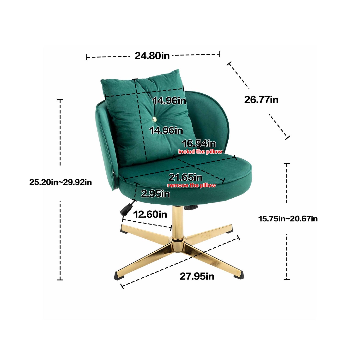 MOONMISS Home Office Desk Chair, Vanity Chair, Modern Adjustable Home Computer Executive Chair Swivel Task Chair for Small Space, Living Room, Make-up, Studying