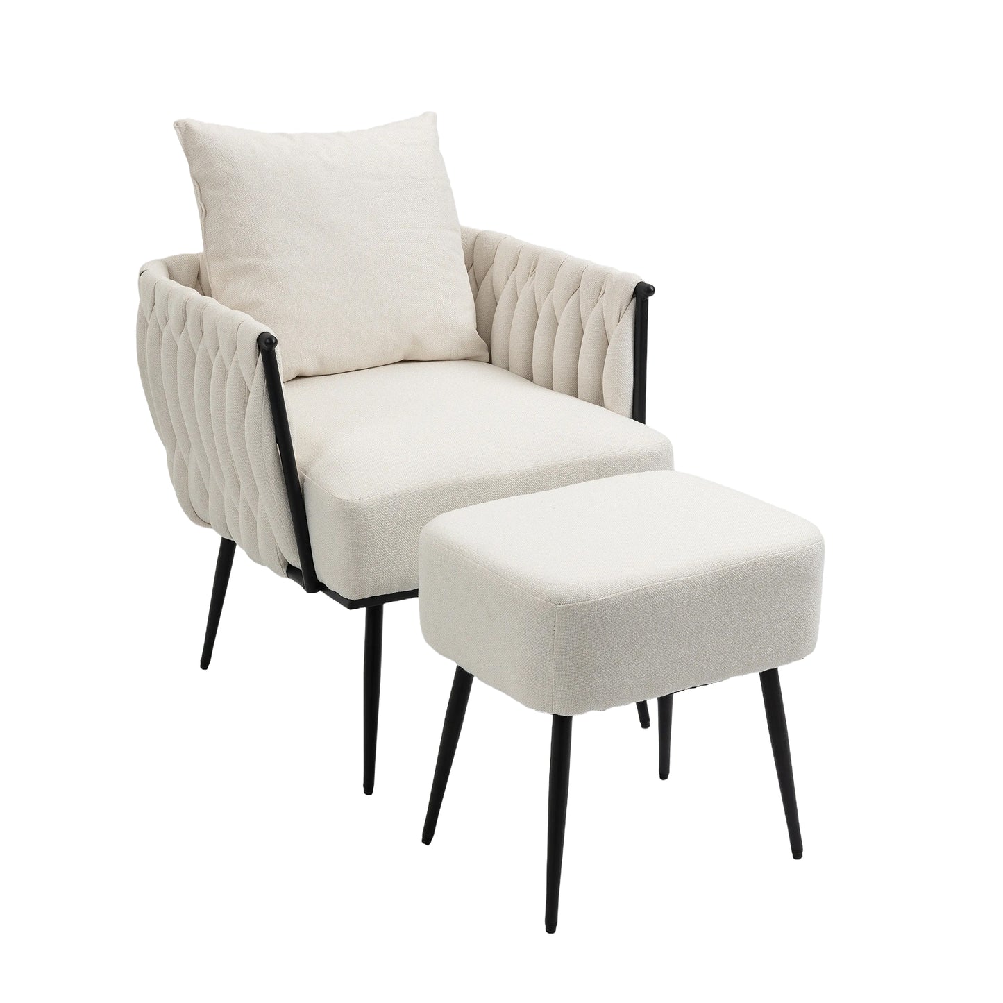 MOONMISS Accent Chair Modern Upholstered Armchair Tufted Chair with Metal Frame, Single Leisure Chairs for Living Room, Bedroom